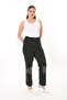 Women's Large Size Black Cup Detailed Side Belt Elastic Lycra Jeans 65N37728