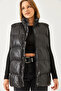 Women's Black Zippered Double Pocket Vest 60901003 - 2