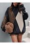 Brown Diamond Pattern Oversized Knitwear - 2
