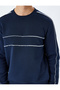 Cotton Blended Long Sleeve Raised Bias Crew Neck Sweatshirt - 5