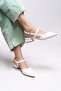 Giselvara Women's Open Back Pointed Toe Heeled Shoes 0012341 White Skin - 3