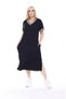Women's Plus Size V-Neck Sporty Striped Sleeve Detail Viscon Combed Cotton Stylish Dress