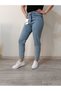 Women's 90's Blue Snow Wash High Waist Comfort Lycra Denim Boyfriend Jeans - 5