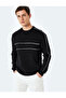 Cotton Blended Long Sleeve Raised Bias Crew Neck Sweatshirt - 2