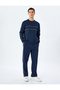 Cotton Blended Long Sleeve Raised Bias Crew Neck Sweatshirt