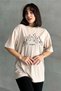 Women's Beige Angel Printed Crew Neck Oversize T-Shirt