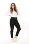 Women's Large Size Black 5-Pocket Lycra Jeans 65N37646