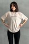 Women's Beige Vintage Printed Crew Neck Oversize T-Shirt