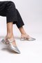 Giselvara Women's Open Back Pointed Toe Heeled Shoes 0012341 Silver Skin - 4