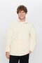 Unisex Relax Fit Relaxed Fit Half Zippered Kangaroo Pocket Ecru Stand Collar Plush Sweatshirt - 2