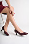 Genuine Leather Claret Red Women's Leather Heeled Shoes Trc-92281 - 2