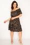 Women's Large Size Tan Madonna Collar Flounce Detailed Woven Viscose Fabric Dress 65n33529 - 4