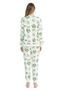 U.S. Polo Assn. 17105 Women's Soft Fabric Round Neck Long Sleeve Elasticated Leg Pajama Set - Green - 2