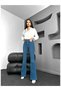 Elle Medium Blue Flare Leg Denim Trousers High Waist Flare Jeans Gatherer - 4