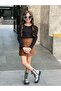 Ruffle Detailed Badi and Leather Skirt Combination - 4