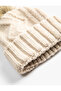 Knitted Beret with Plush Pompom - 3