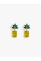 Stone Detailed Strawberry Earrings - Zinc Alloy