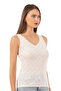 Özkan 20584 Women's Ribbed Cotton Lace Transfered Thick Strap Undershirt - 4