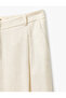 Women's Viscose Linen Blended Wide Leg Pleated Pants with Pockets - 3