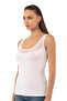Özkan 20575 Women's Cotton Lycra Single Jersey Tulle Detailed Thick Strap Pool Collar Undershirt - 3