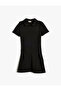 Shirt Neck Dress Short Sleeve Zipper Closure Viscose Fabric