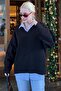 Black V-Neck Oversize Women's Knitwear Sweater Mg2149 - 7