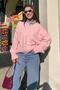 Pink V-Neck Oversize Women's Knitwear Sweater Mg2149 - 6