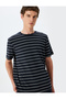 Kt - Crew Neck Cotton Blended Short Sleeve Stripe T-Shirt