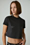 Starstruck Women's Crop Stones Round Neck Dark Grey T-Shirt - 5