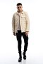 Men's Winter Diamond Patterned Long Basic Ecru Jacket - 4