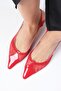 Carla Red Color Mesh Women's Heeled Shoes - 6