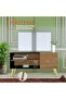 TV Stand, TV Media Console with 2 Storage Cabinets 1 Storage Door-Black/Light Imperia - 4