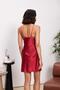 Satin Lace Women's Nightgown and Dressing Gown Set - 4500 Red - 6