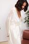 Satin Lace Women's Nightgown and Dressing Gown Set - 4500 Ecru - 3