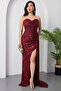 Sweetheart Neckline Pleated Side Piece Pleat Evening Dress 13458