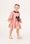 Girl's Peter Pan collar Piece Bow and Ruffle Holiday Flared Dress