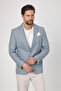 Alturo Men's Blue Spring-Summer Honeycomb Pattern Regular Fit Blazer Jacket - 5