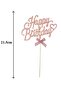 Handwritten Happy Birthday Cake 3D Double-Sided Birthday Cake Decoration for Cake with Bow - 5