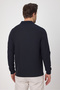 Lewin Men's Navy Blue 100% Cotton Waffle-Free Stretching Fabric Slim Fit Long Sleeve Polo T-Shirt - 4