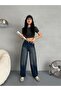 Women's Pale Effect Loose Cut Comfortable Wide Leg Baggy Jeans - 6