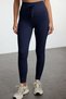 Navy Brushed Soft Fabric Full-Length Knit Sports Leggings with Pocket and Tie Detail THMAW25TY00014 - 4