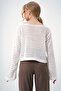 Women's Ecru Hole Openwork Knitwear Blouse Alc-X13349 - 5