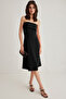 Black Strapless a Line/Bell Cut Midi Knitted Dress Twoss25El00070 - 3