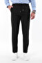 Siyah Slim Fit Beli Bağlama Detaylı Lastikli Kumaş Dokuma Pantolon TMNAW25PL00027