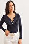 Women's Navy Blue Ruffled Placket Camisole Blouse Blz- 19001667 - 3