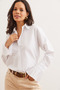 Women's White Pleated Cuff Detailed Shirt GML-19001275 - 5