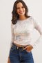 Women's Powder Cream Boat Neck Drape Detailed Crop Viscose Blouse Blz- 19002819 - 3
