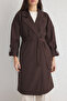 Kahverengi Oversize Kuşaklı  Trençkot TWOAW24TR00019 - 3