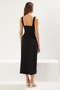 Black A-Line V-Neck Pocket Detail Woven Chic Dress TPRSS25EL00071 - 5