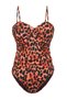 Leopard Patterned Strapless Draped Regular Swimsuit Tbess25Ma00088 - 5